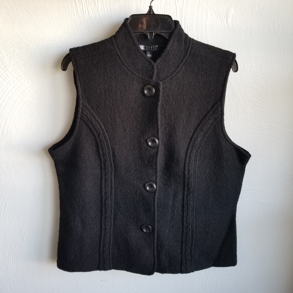 Carole Little Black Wool Vest Sz L